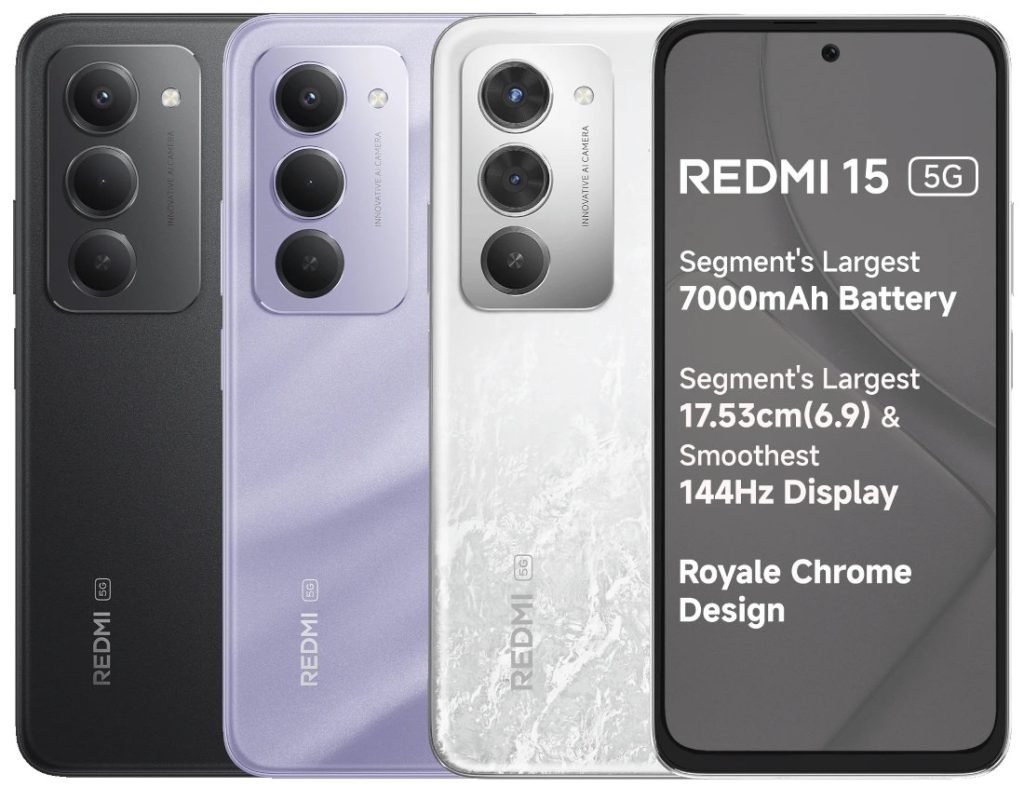 REDMI 15 5G with 6.9″ FHD+ 144Hz Display, Snapdragon 6s Gen 3, 7000mAh Battery Launched in India Starting at Rs. 14,999 – Order Now
